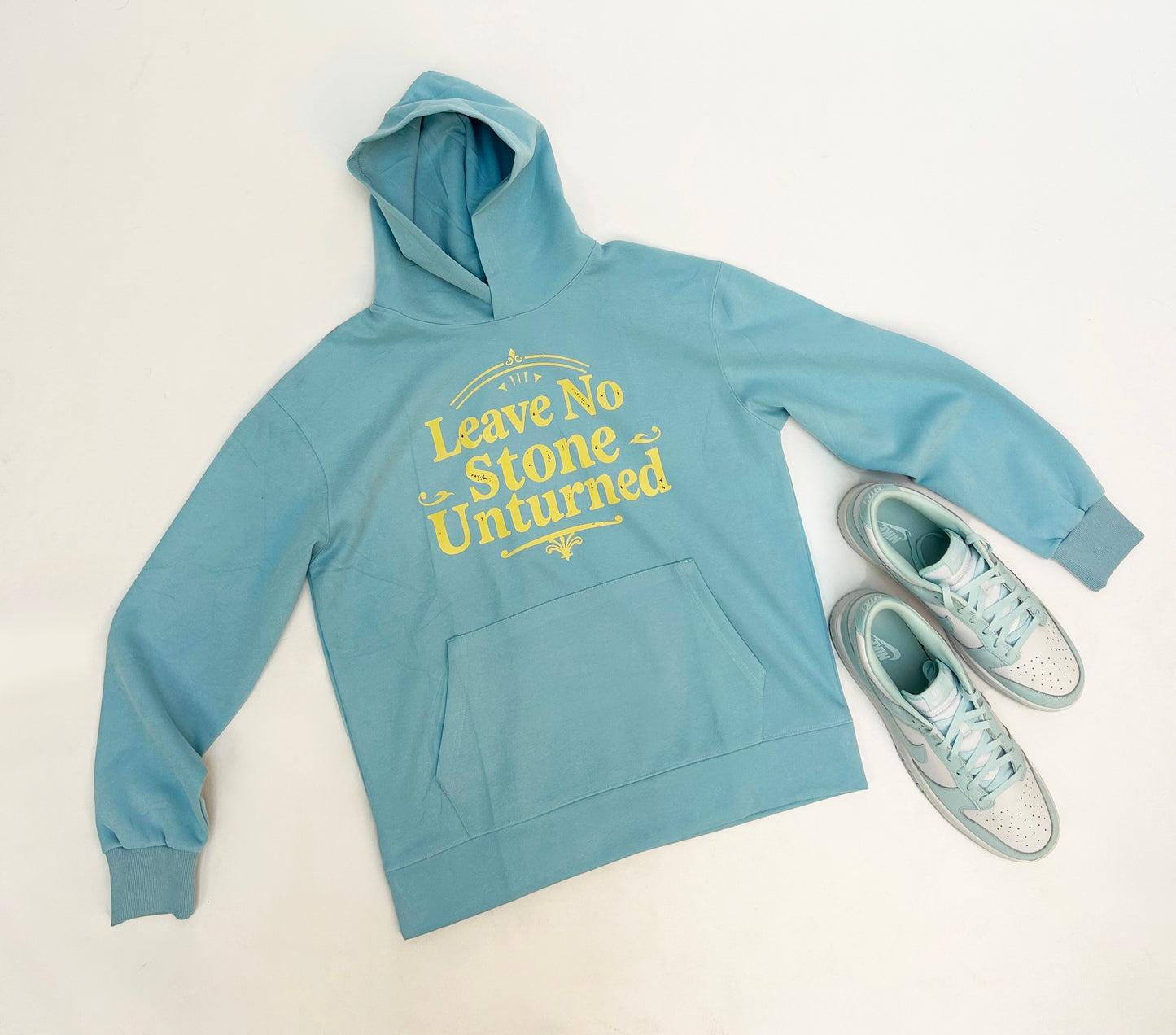 Leave No Stone Unturned Hoodie - Seafoam Blue